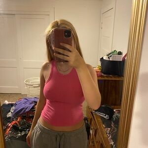 Pink Ribbed Tank Top
